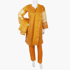 Women's  Organza Fancy 03Pcs Suit - Mustard, Women Shalwar Suits, Chase Value, Chase Value