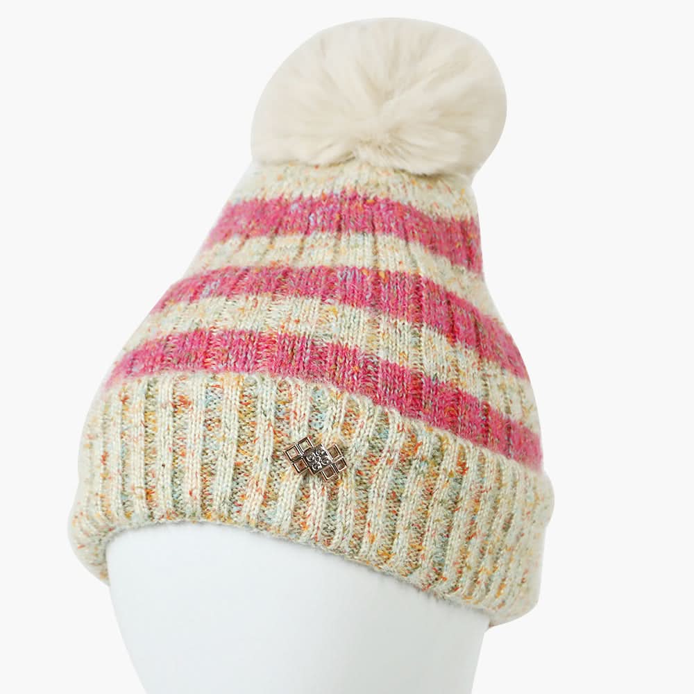 Women's Woolen Striper Cap - Peach, Women Hats & Caps, Chase Value, Chase Value