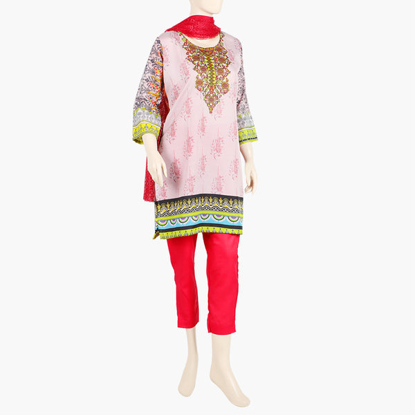 Women's Printed Shalwar Suit - Tea Pink