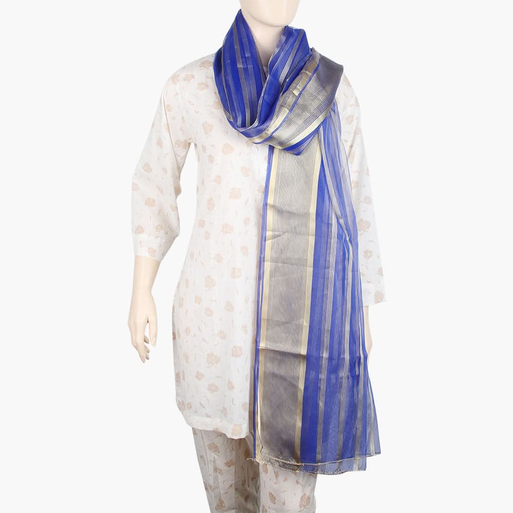 Women's Organza Stripe Dupatta - Royal Blue, Women Dupatta, Chase Value, Chase Value