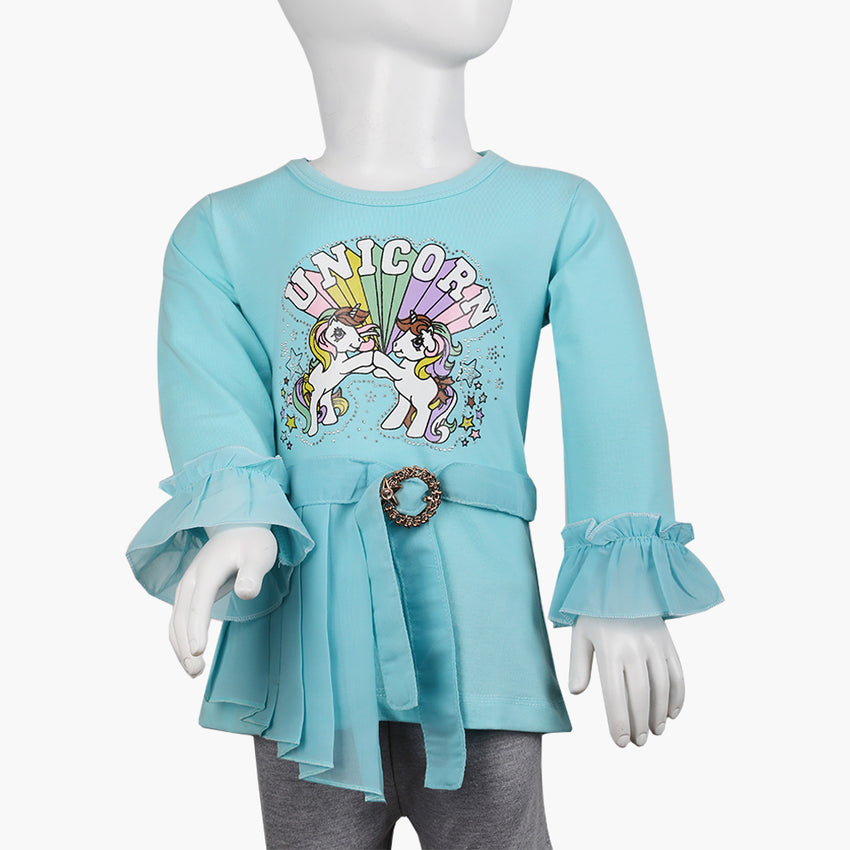 Girls Full Sleeves T-Shirt -  Sky Blue, Girls T-Shirts, Chase Value, Chase Value