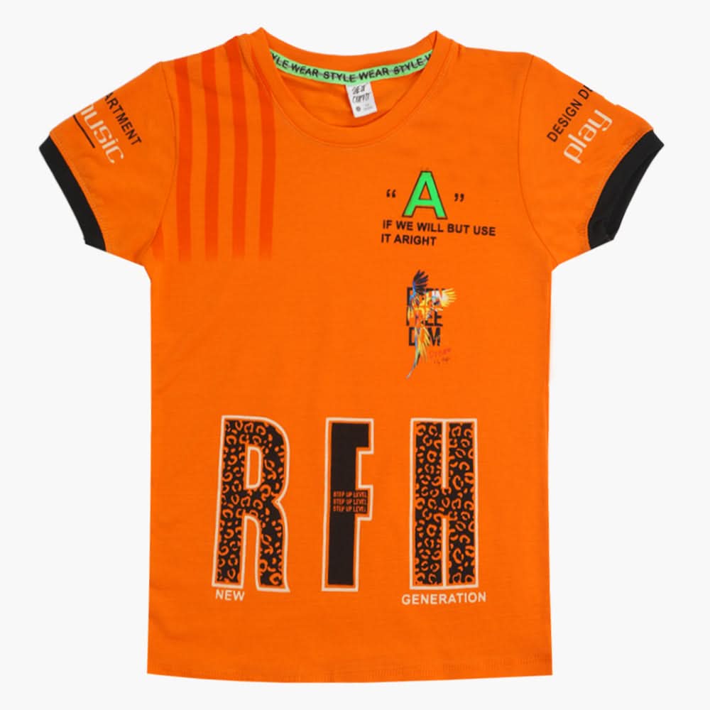 Boys Half Sleeves T-Shirt - Orange, Boys T-Shirts, Chase Value, Chase Value