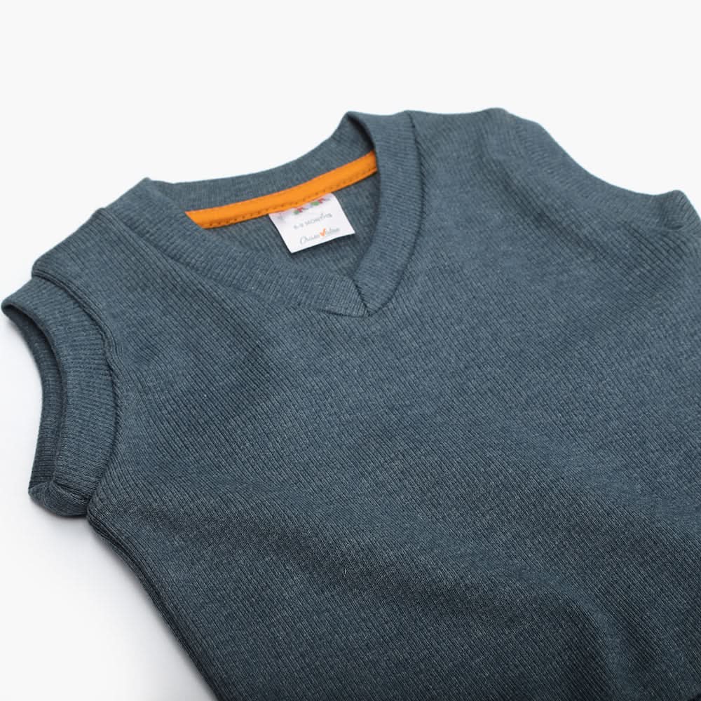 Newborn Boys Sleevesless Sweater - Steel Blue, Newborn Boys Winterwear, Chase Value, Chase Value