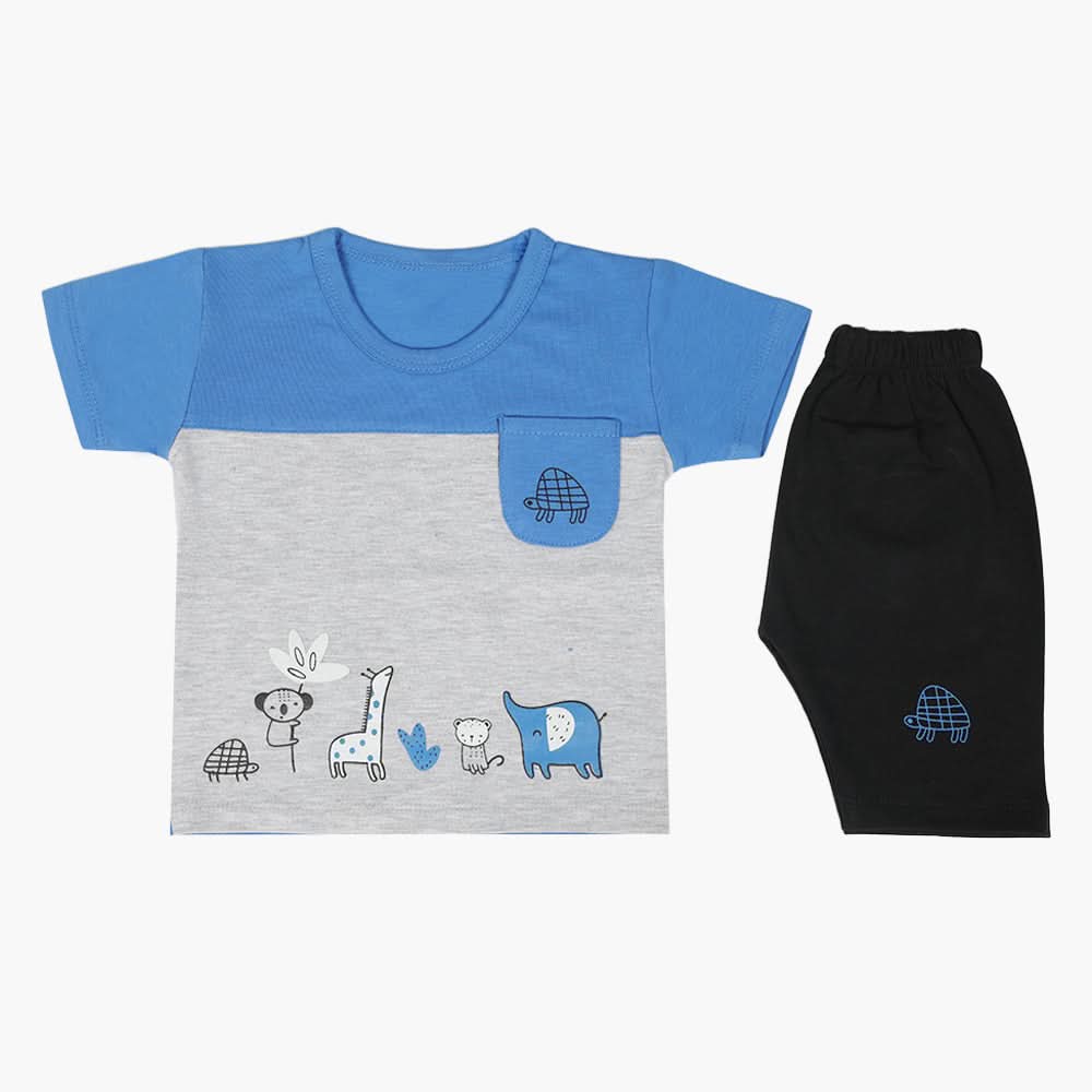 Newborn Boys Half Sleeves Suit - Blue, Newborn Boys Sets & Suits, Chase Value, Chase Value