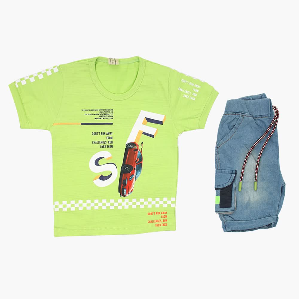Boys Half Sleeves Suit - Green, Boys Sets & Suits, Chase Value, Chase Value
