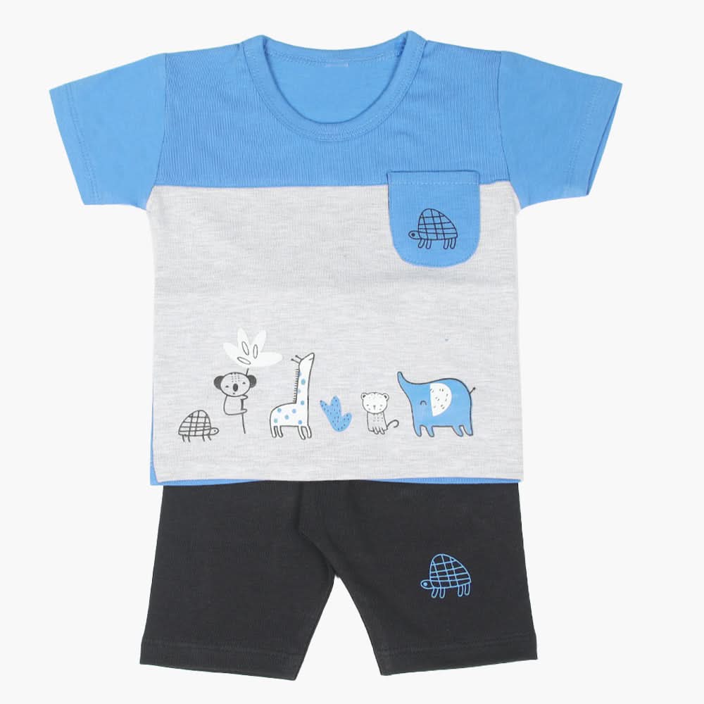 Newborn Boys Half Sleeves Suit - Blue, Newborn Boys Sets & Suits, Chase Value, Chase Value