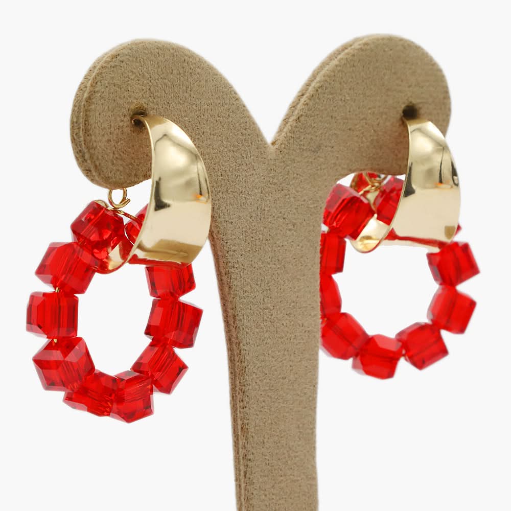 Women's Ear Hoops - Red, Women Earrings & Tops, Chase Value, Chase Value