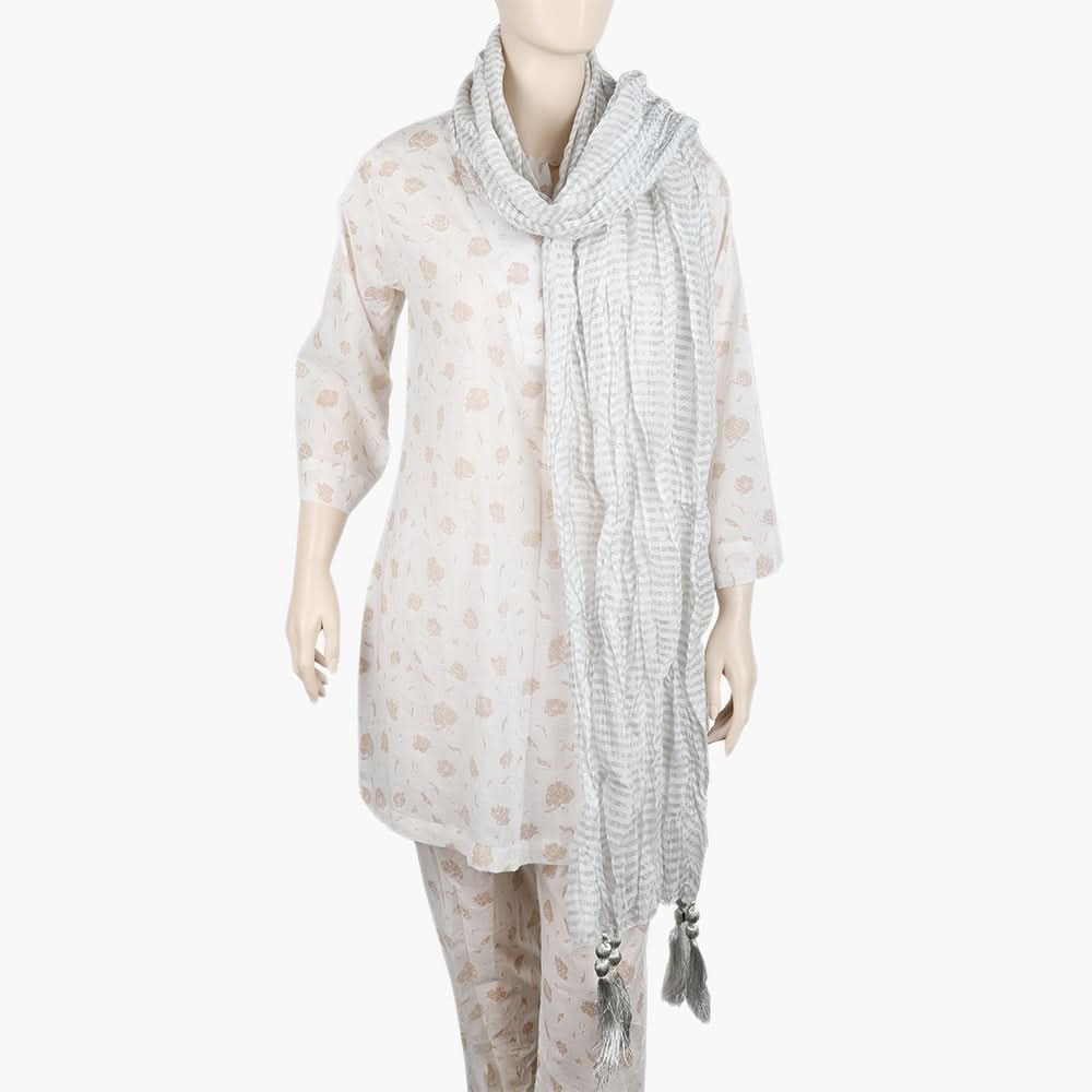Women's Jamawar Dupatta - White, Women Dupatta, Chase Value, Chase Value