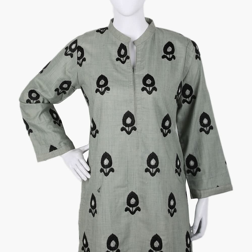 Women's Embroidered Slub 2Pcs Suit - Sea Green, Women Shalwar Suits, Chase Value, Chase Value