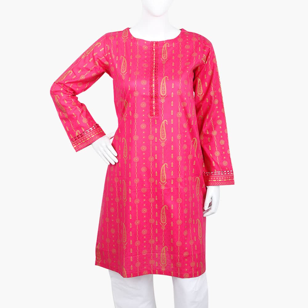 Women's Printed Kurti - Pink, Women Ready Kurtis, Chase Value, Chase Value