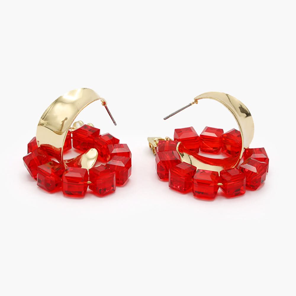Women's Ear Hoops - Red, Women Earrings & Tops, Chase Value, Chase Value