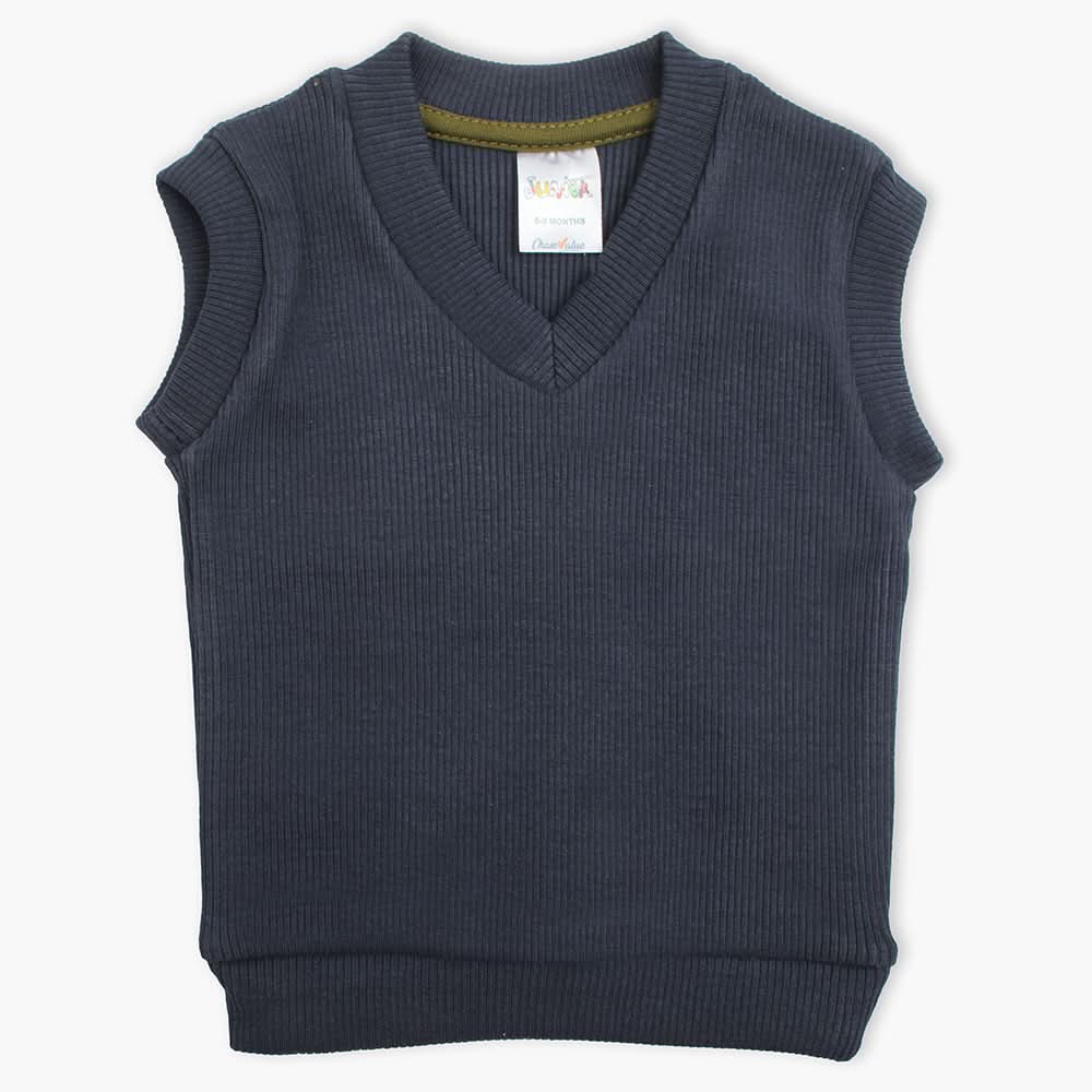Newborn Boys Sleevesless Sweater - Navy Blue, Newborn Boys Winterwear, Chase Value, Chase Value