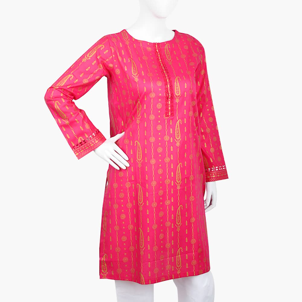 Women's Printed Kurti - Pink, Women Ready Kurtis, Chase Value, Chase Value