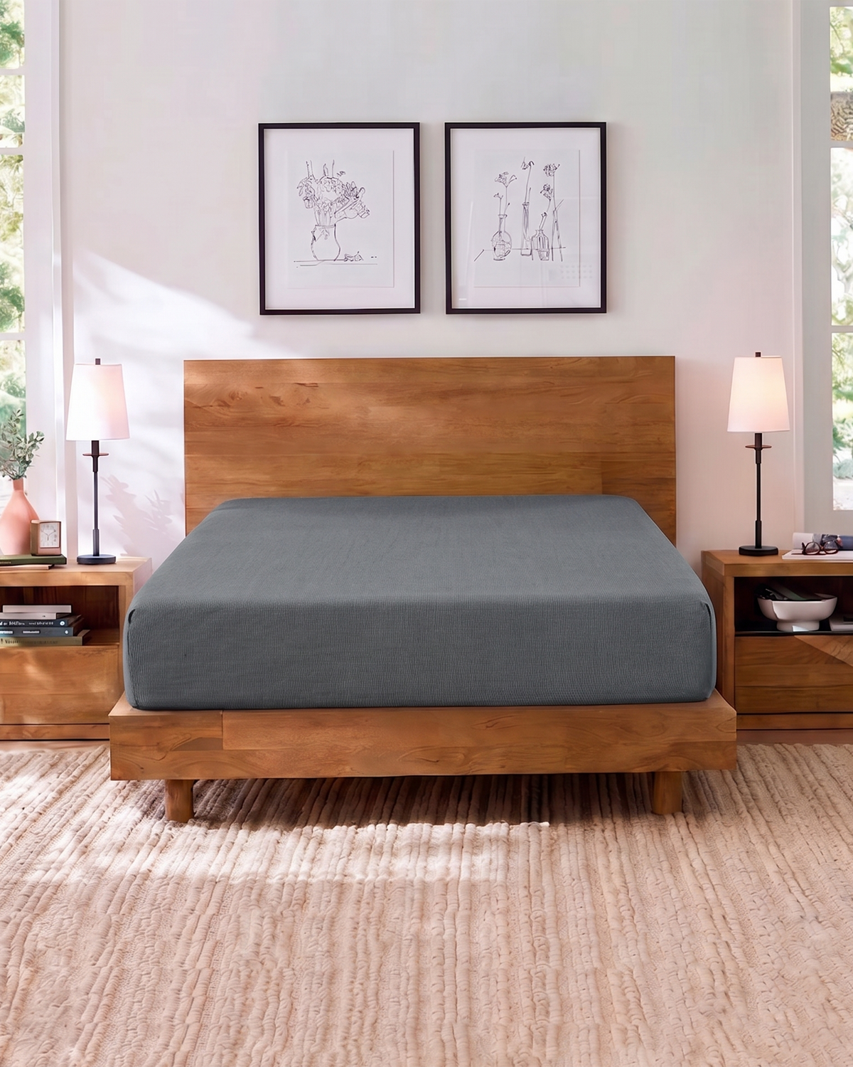 Valuables Cotton Double Fitted Sheet 180x200 CM
