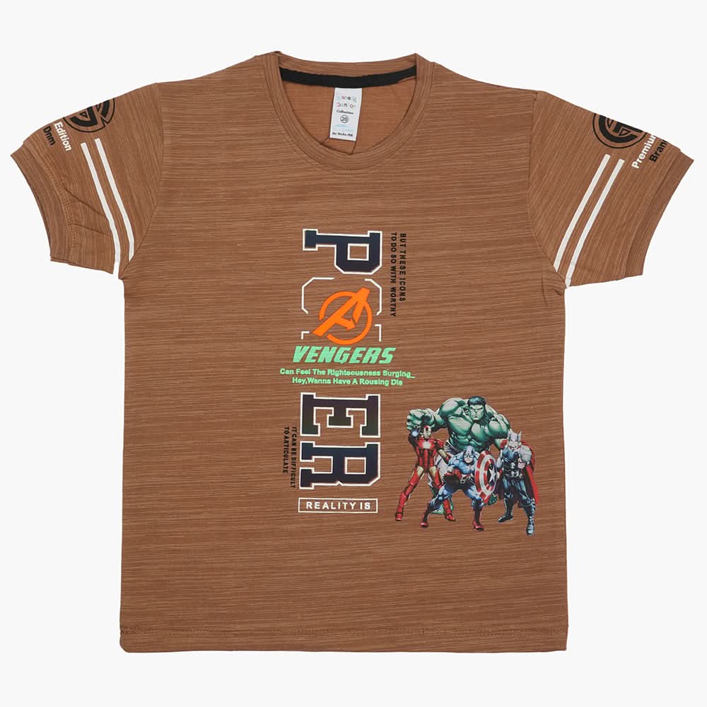 Boys Half Sleeves T-Shirt - Brown, Boys T-Shirts, Chase Value, Chase Value