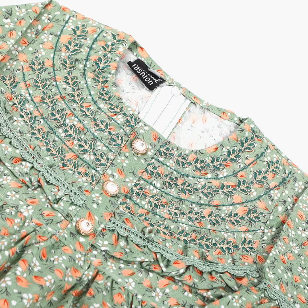 Girls Embroidered Stitched Shalwar Suit - Sea Green, Girls Shalwar Kameez, Chase Value, Chase Value