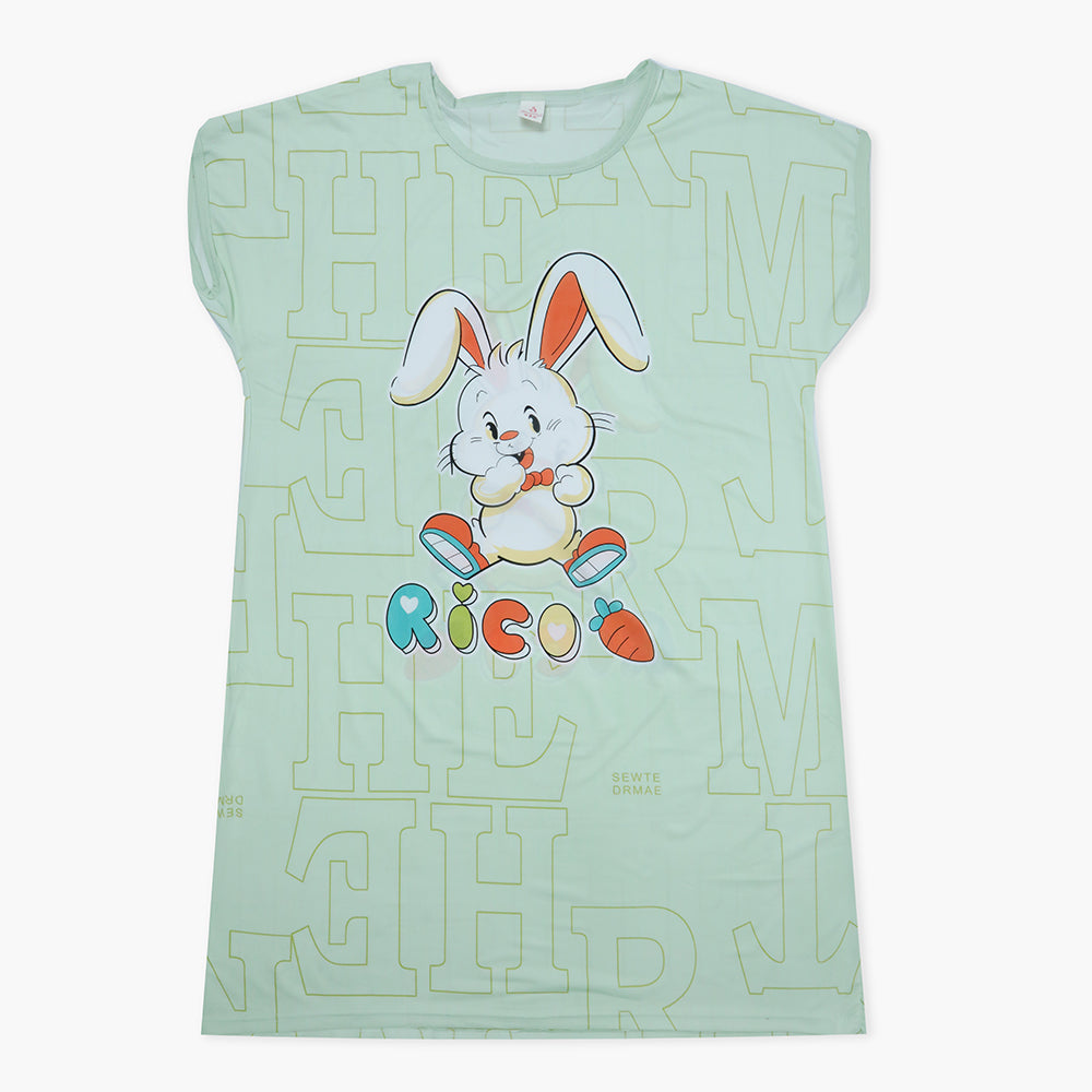 Women's Long Nighty T-Shirt - Light Green, Women Night Suit, Chase Value, Chase Value