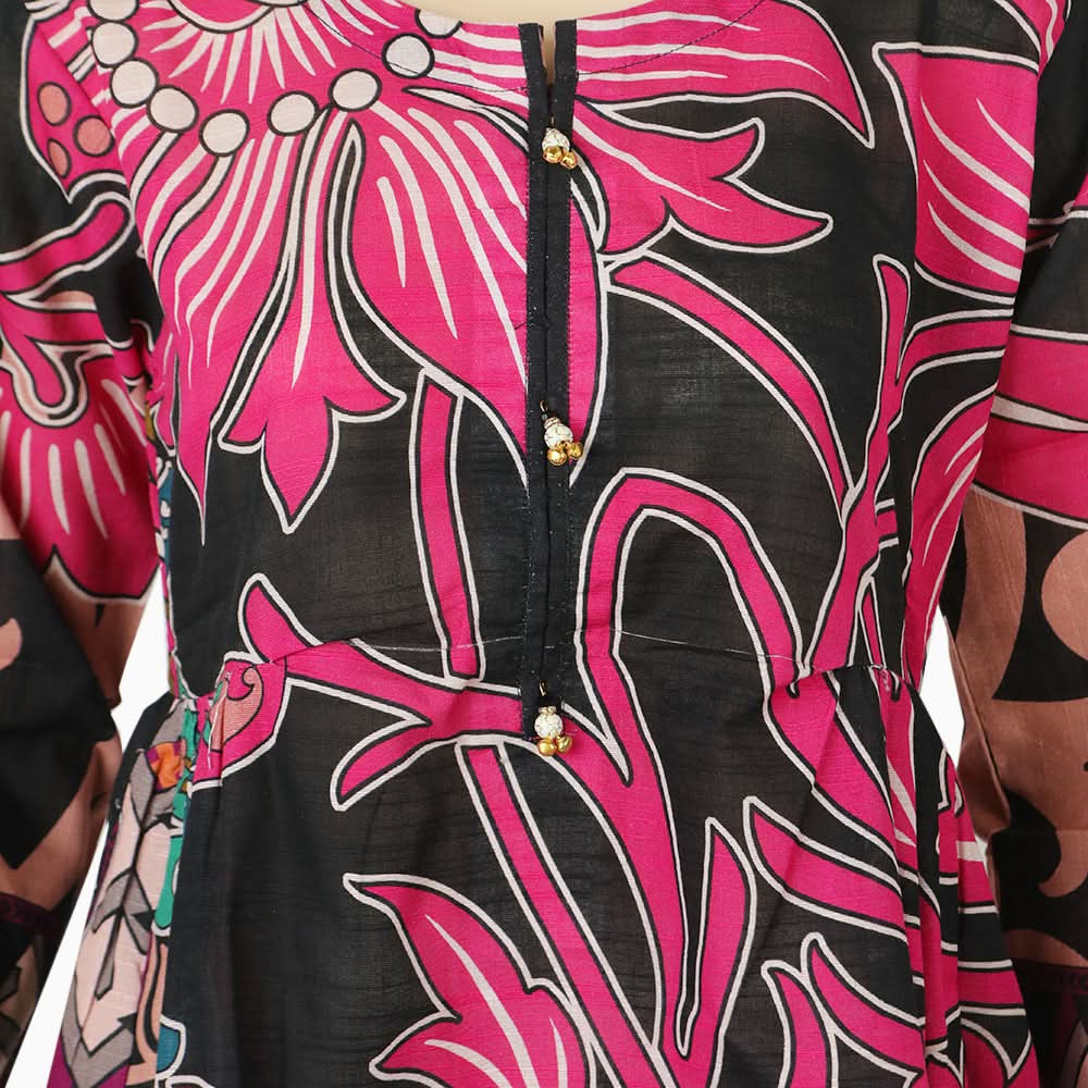 Women's Digital Printed Khaddar Stitched Frock - Multi Color, Women Ready Kurtis, Chase Value, Chase Value