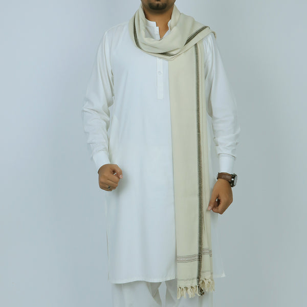 Men’s Winter Shawl - Off White, Men's Shawls & Mufflers, Chase Value, Chase Value