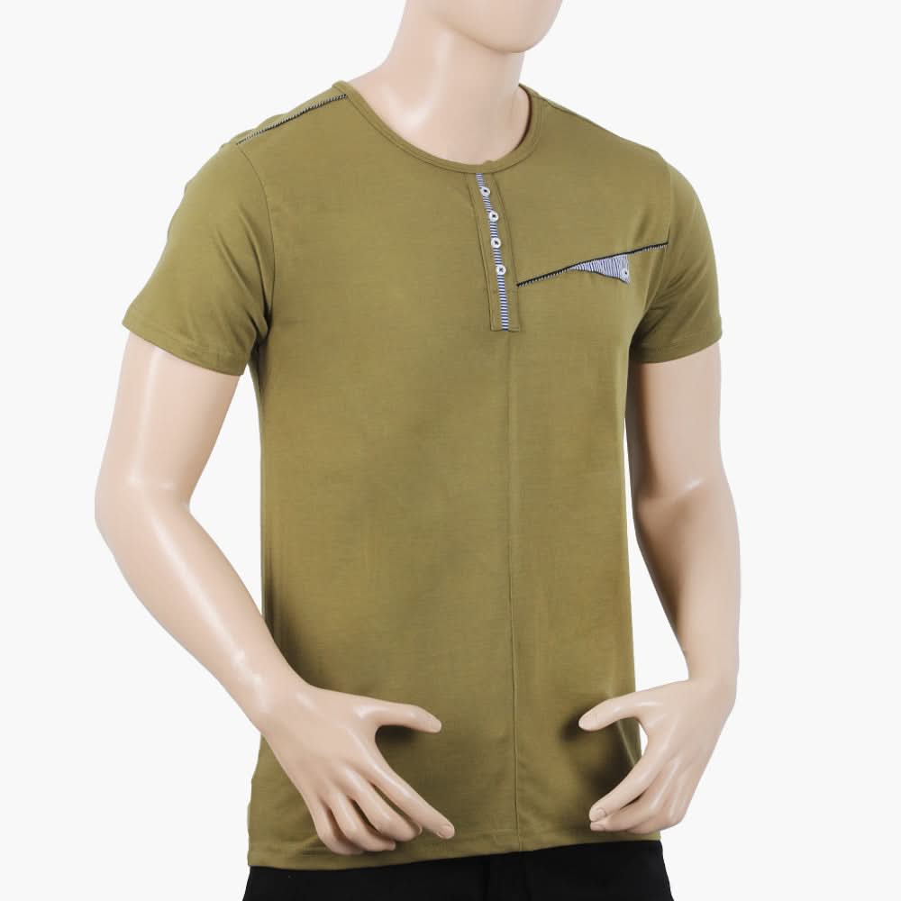 Men's Half Sleeves T-Shirt - Olive Green, Men's T-Shirts & Polos, Chase Value, Chase Value