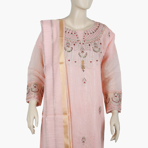 Women's Fancy 3Pcs Suit - Pink, Women Shalwar Suits, Chase Value, Chase Value