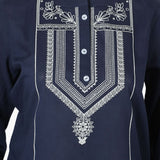 Women's Emboribered Stitched Kurti - Navy Blue, Women Ready Kurtis, Chase Value, Chase Value