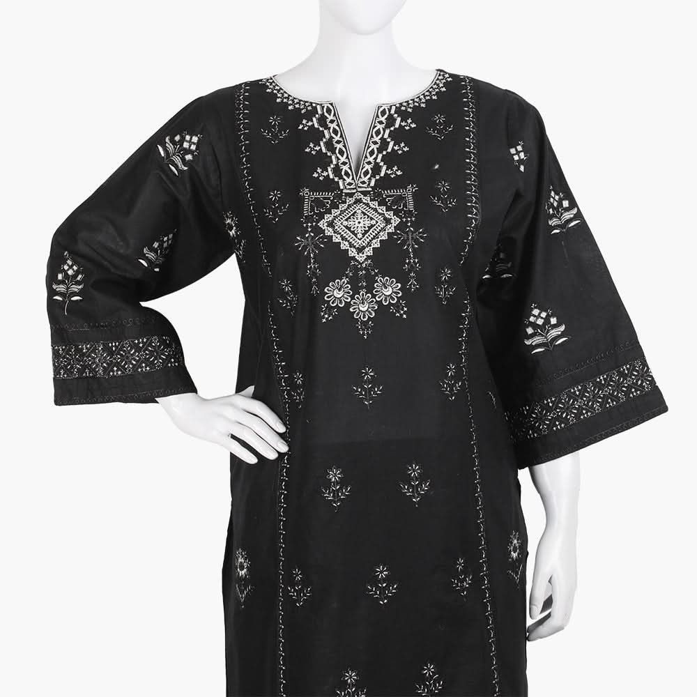 Women's Embroidered 2Pcs Suit - Black, Women Shalwar Suits, Chase Value, Chase Value