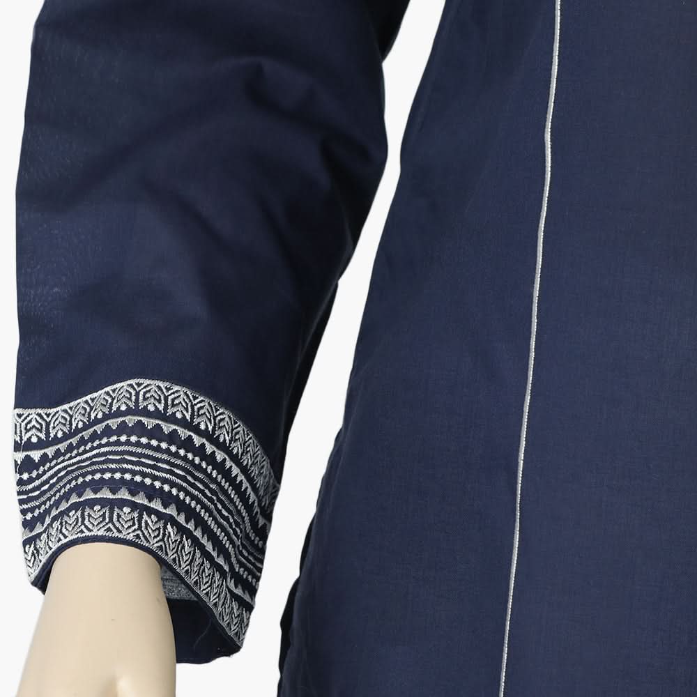 Women's Emboribered Stitched Kurti - Navy Blue, Women Ready Kurtis, Chase Value, Chase Value