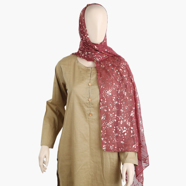 Women's Foil Print Scarf - Maroon, Women Shawls & Scarves, Chase Value, Chase Value
