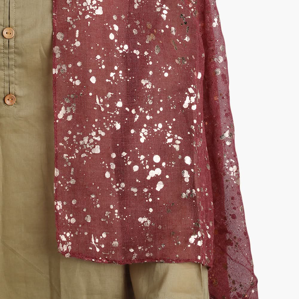 Women's Foil Print Scarf - Maroon, Women Shawls & Scarves, Chase Value, Chase Value