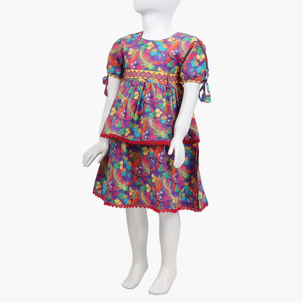 Girls Printed Frock  - Purple, Girls Frocks, Chase Value, Chase Value