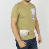 Men's Half Sleeves Printed T-Shirt - Olive Green, Men's T-Shirts & Polos, Chase Value, Chase Value