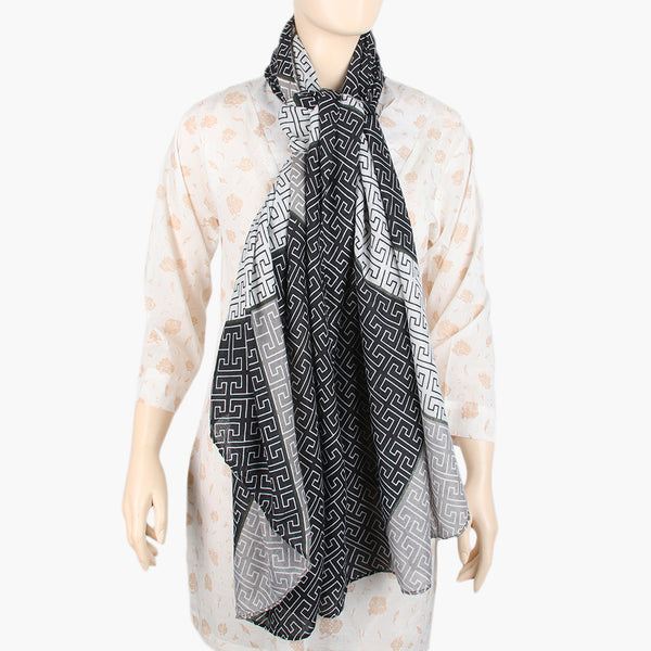 Women's Lawn Digital Print Scarf - Grey, Women Shawls & Scarves, Chase Value, Chase Value