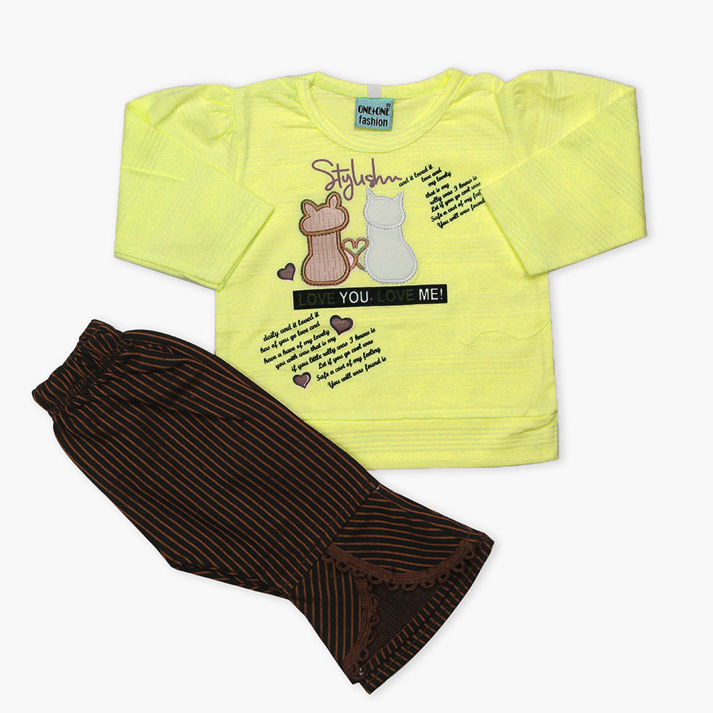 Newborn Girls Full Sleeves Suit - Yellow, Newborn Girls Winterwear, Chase Value, Chase Value