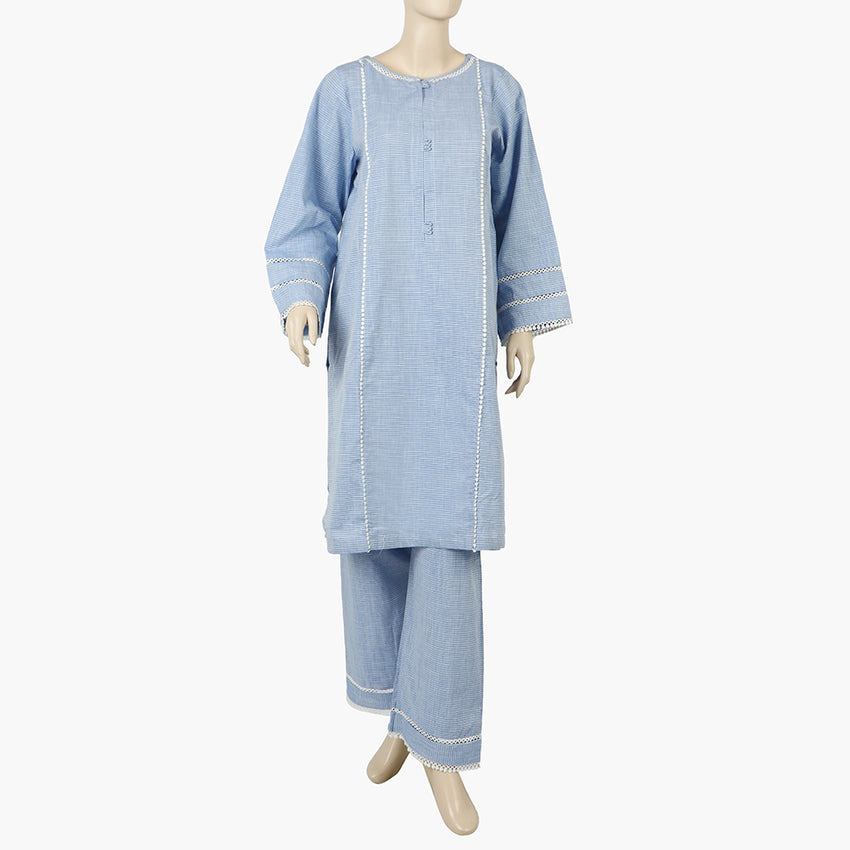 Women's Emboribered Stitched Kurti - Sky Blue, Women Ready Kurtis, Chase Value, Chase Value