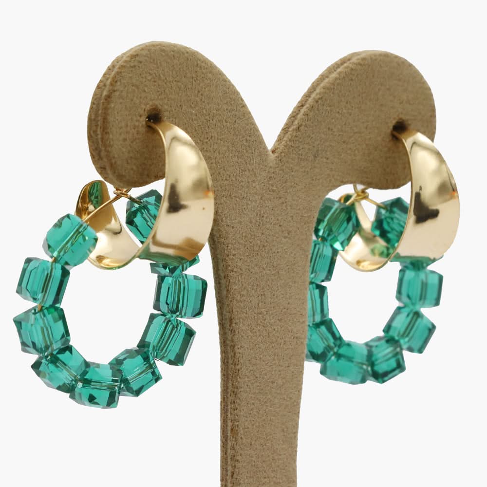 Women's Ear Hoops - Green, Women Earrings & Tops, Chase Value, Chase Value