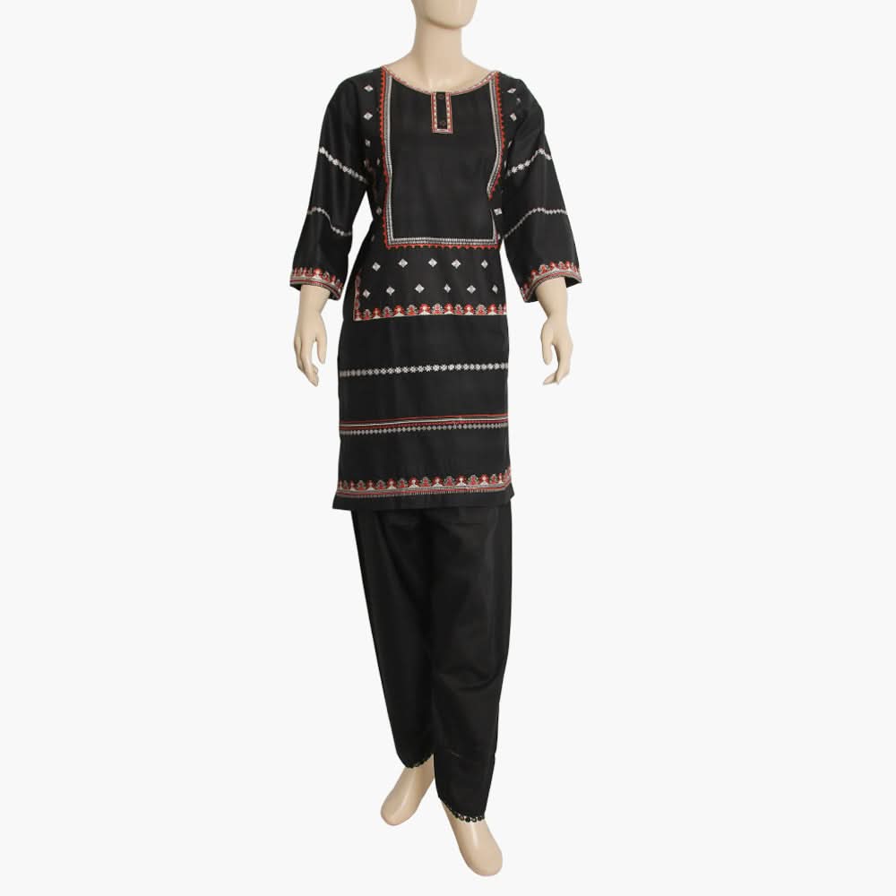 Women's Embroidered Kurti - Black, Women Ready Kurtis, Chase Value, Chase Value