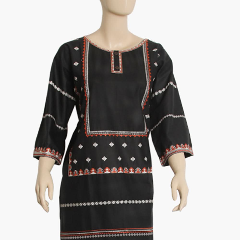 Women's Embroidered Kurti - Black, Women Ready Kurtis, Chase Value, Chase Value