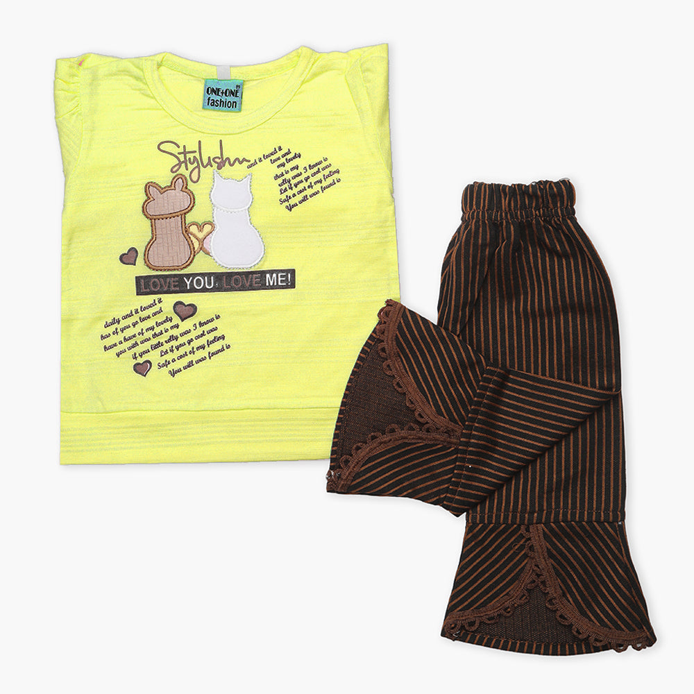 Newborn Girls Full Sleeves Suit - Yellow, Newborn Girls Winterwear, Chase Value, Chase Value