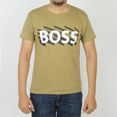 Men's Half Sleeves Printed T-Shirt - Olive Green, Men's T-Shirts & Polos, Chase Value, Chase Value