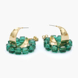 Women's Ear Hoops - Green, Women Earrings & Tops, Chase Value, Chase Value