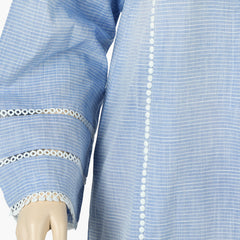 Women's Emboribered Stitched Kurti - Sky Blue, Women Ready Kurtis, Chase Value, Chase Value