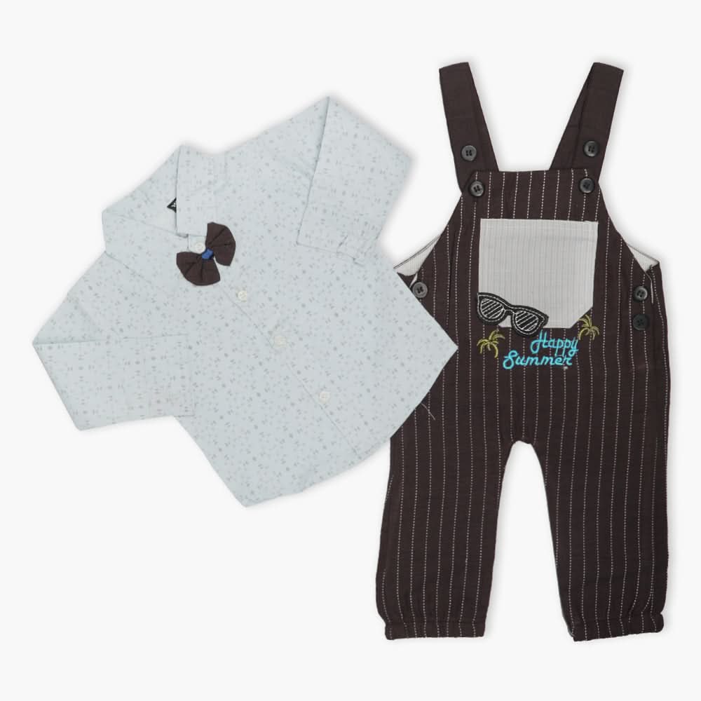 Newborn Boys Full Sleeves Romper 2pcs - Dark Brown, Newborn Boys Winterwear, Chase Value, Chase Value