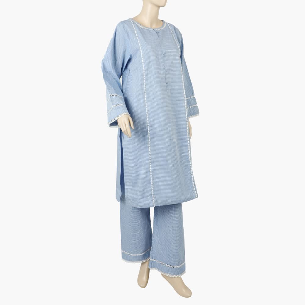 Women's Emboribered Stitched Kurti - Sky Blue, Women Ready Kurtis, Chase Value, Chase Value