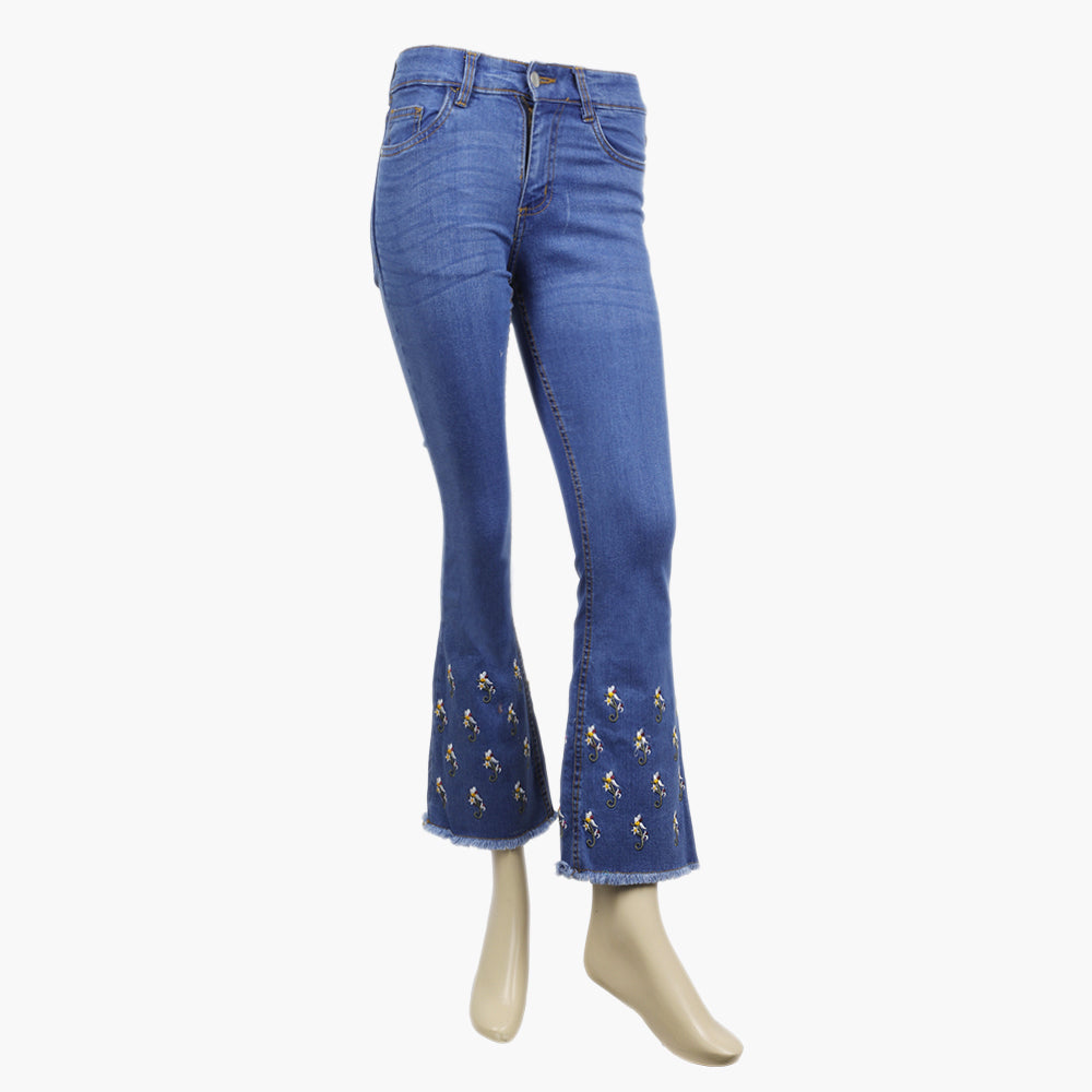 Women's Denim Pant - Mid Blue, Women Pants & Tights, Chase Value, Chase Value