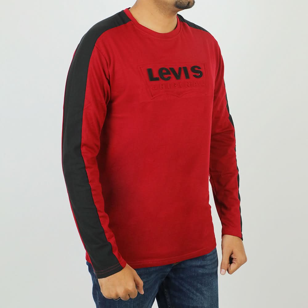 Men's Full Sleeves Round Neck T-Shirt - Maroon, Men's T-Shirts & Polos, Chase Value, Chase Value