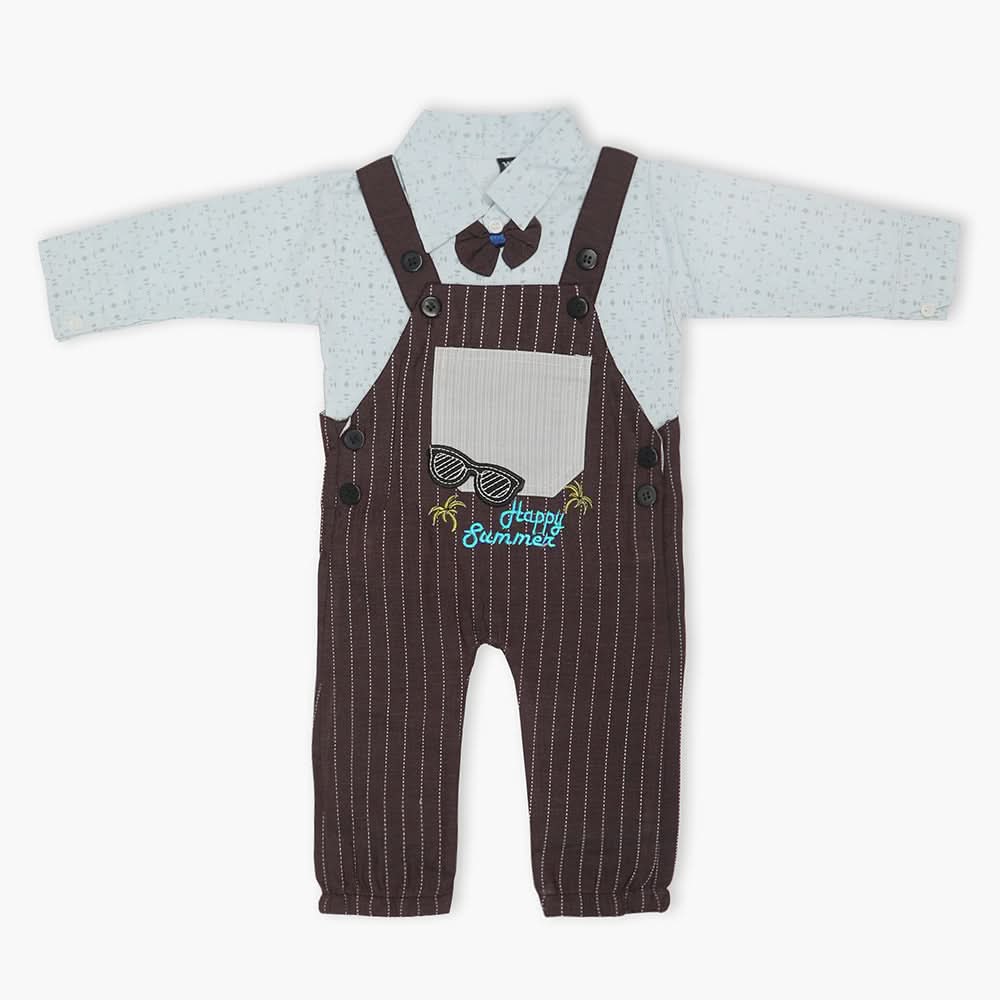 Newborn Boys Full Sleeves Romper 2pcs - Dark Brown, Newborn Boys Winterwear, Chase Value, Chase Value