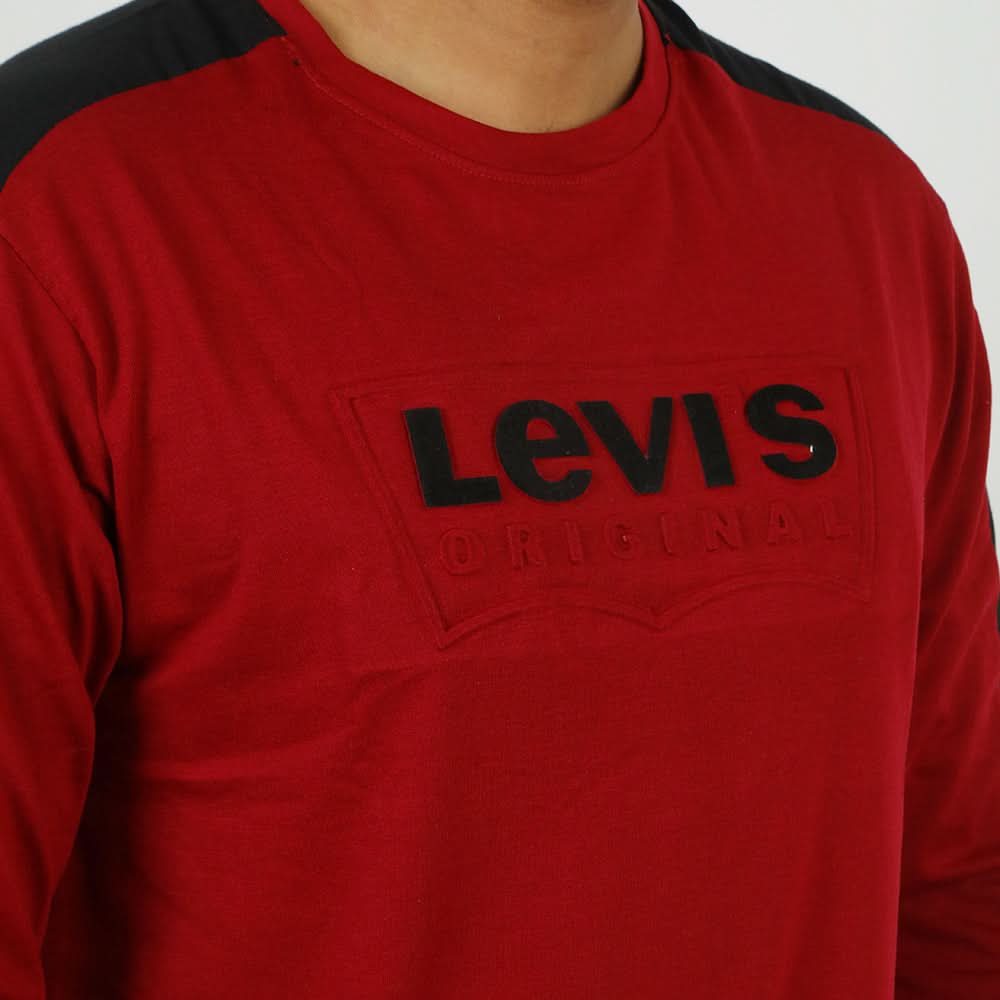 Men's Full Sleeves Round Neck T-Shirt - Maroon, Men's T-Shirts & Polos, Chase Value, Chase Value
