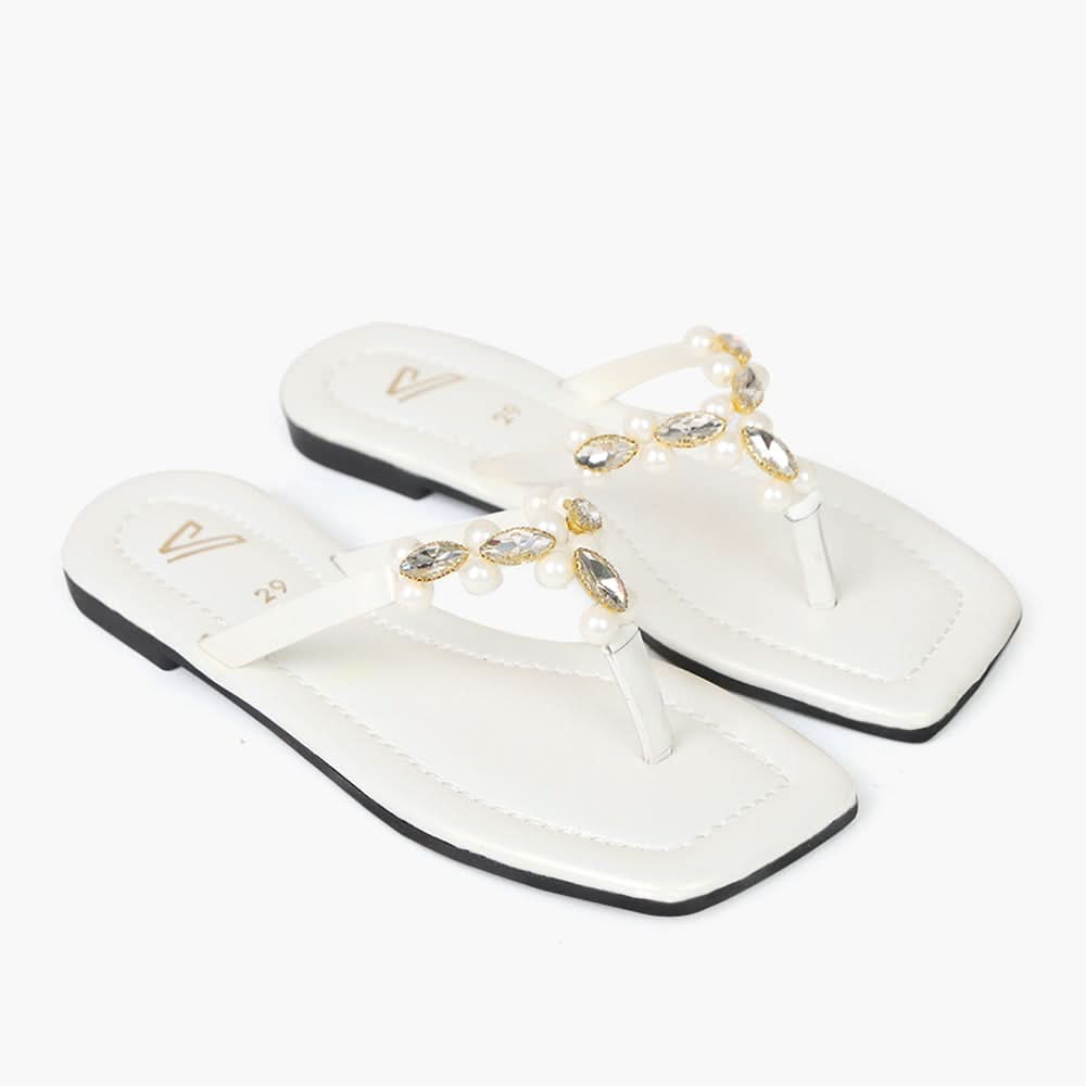 Girls Slipper - White, Girls Slippers, Chase Value, Chase Value