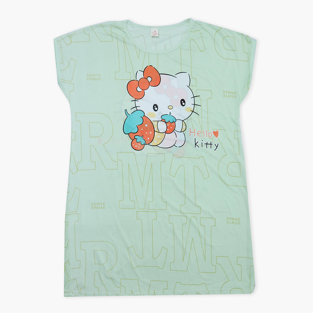 Women's Long Nighty T-Shirt - Light Green, Women Night Suit, Chase Value, Chase Value